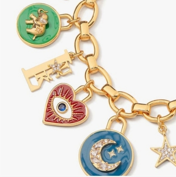 Kate Spade Like Magic Charm Bracelet Gold Tone Charms with Colorful - Picture 4 of 10